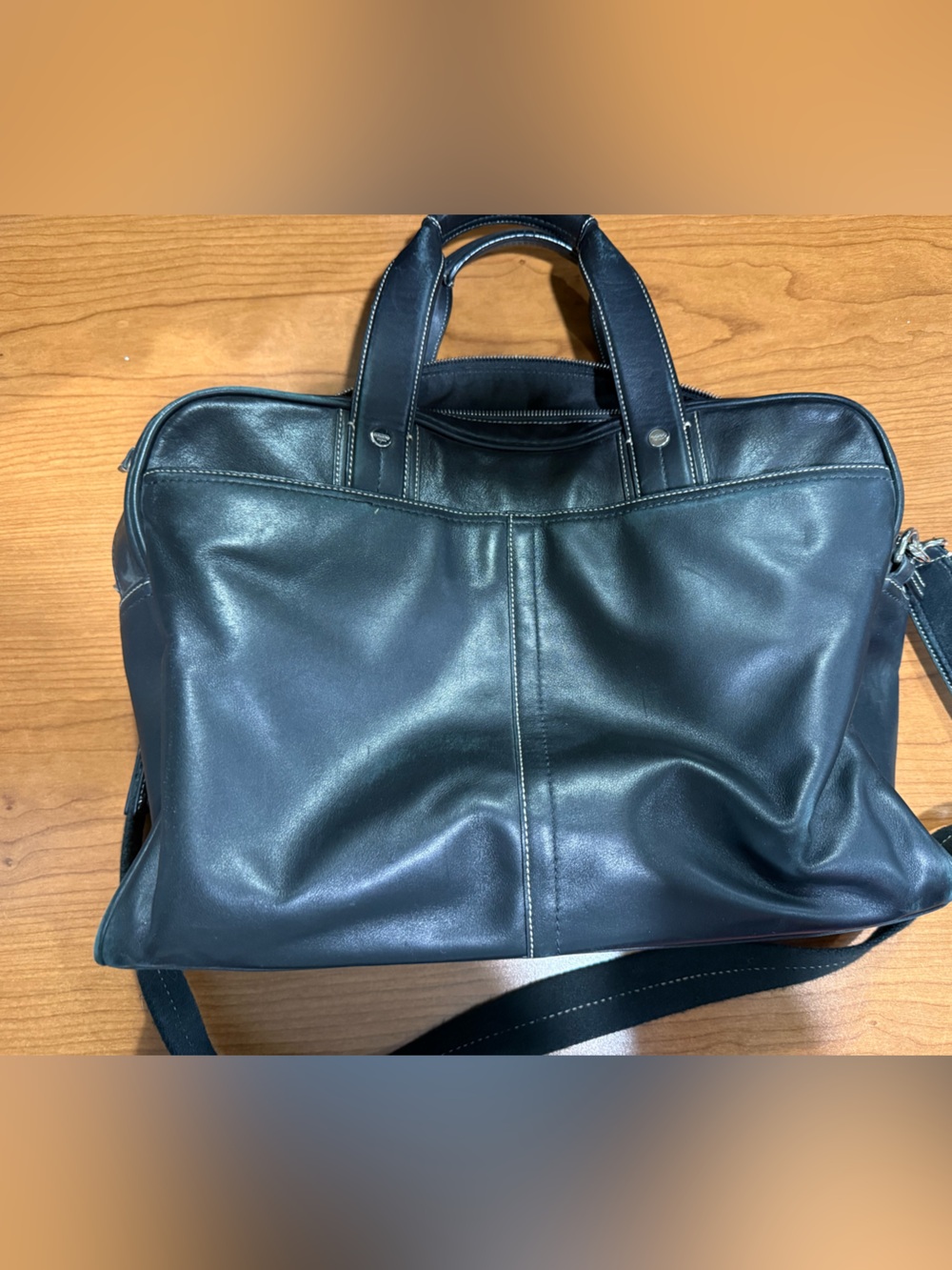 Coach Black Leather Briefcase with Shoulder Strap - Men